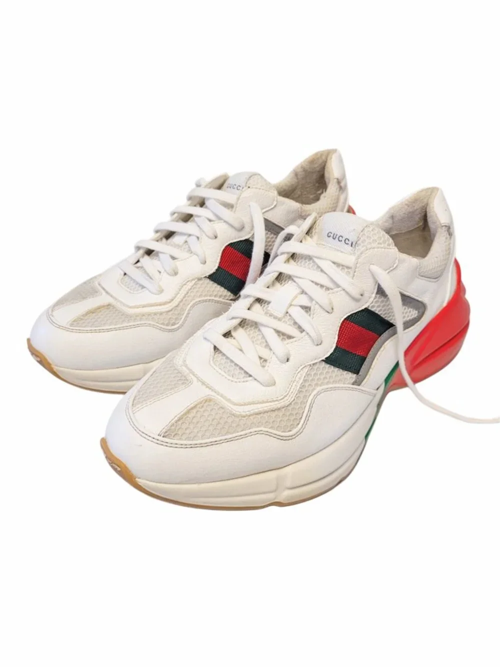 Gucci Rhyton Epilogue White Red Green Reflective Sneakers  UK 9